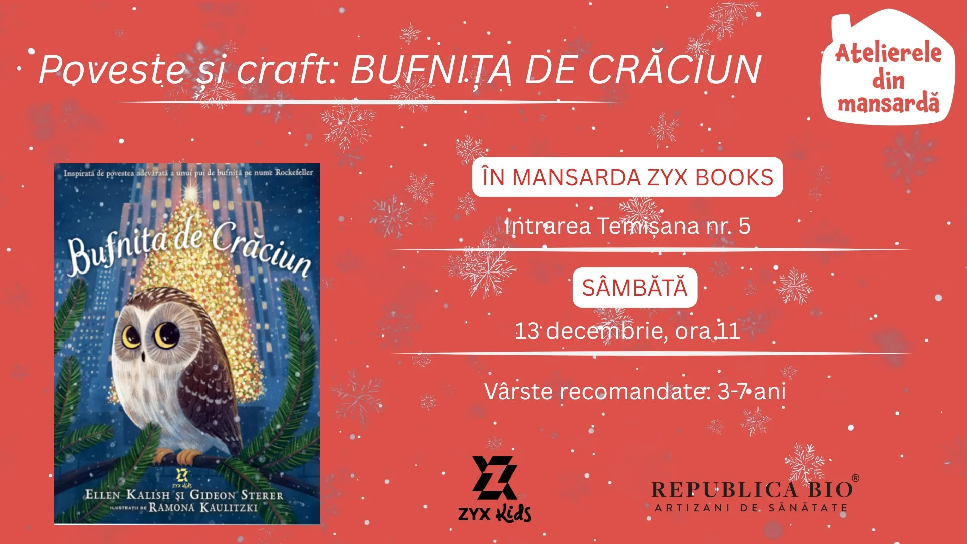 Poveste și craft: Bufnița de Crăciun